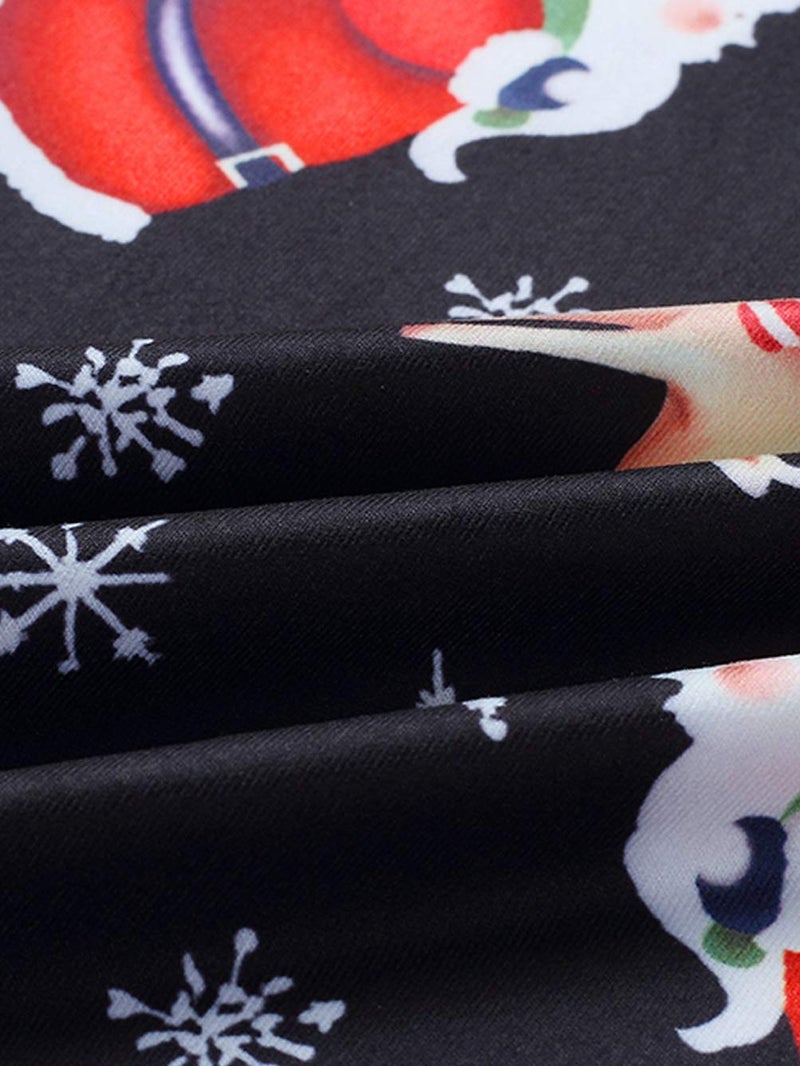 iChunhua Women's Christmas Print Elk Pajama Pants Drawstring High Waist Wide Leg Yoga Sport Pants(Xmas Black 1,Large) - Image 2
